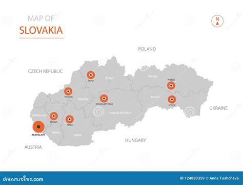 Mapa De Eslovaquia Con Divisiones Administrativas Ilustraci N Del