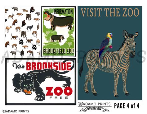 Visit the Zoo Junk Journal Ephemera Scrapbook Postcard - Etsy