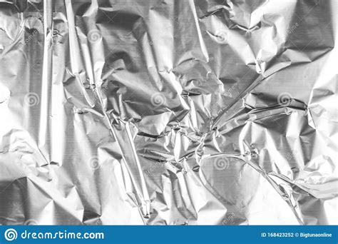 Close Up Of Aluminium Foil Crumpled Silver Aluminium Foil Texture