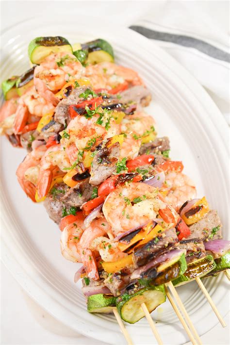 Keto Steak And Shrimp Kabobs Grilled Surf Turf Recipe