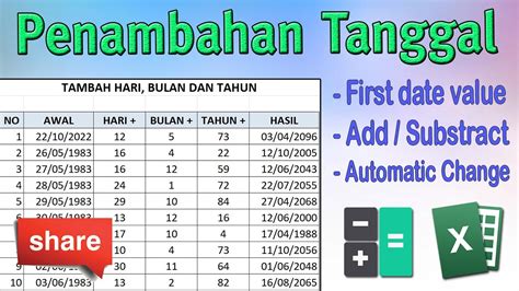 Tahun Kedepan Hitung Penambahan Tanggal Bulan Tahun Formula Date