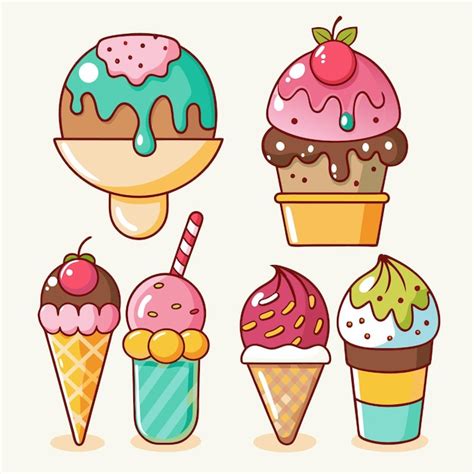 Iconos Coloridos De Helados Y Postres Para Proyectos De Marca