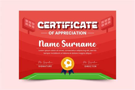 Football Tournament Sport Event Certificate Design Template Simple And