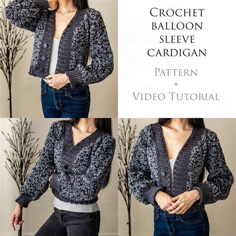 Crochet Balloon Sleeve Cardigan With Buttons PDF Pattern Etsy In 2021