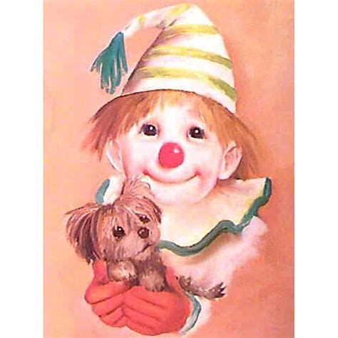 Buy 5D DIY Diamond Painting Clown With Puppy Diamond Embroidery Cross