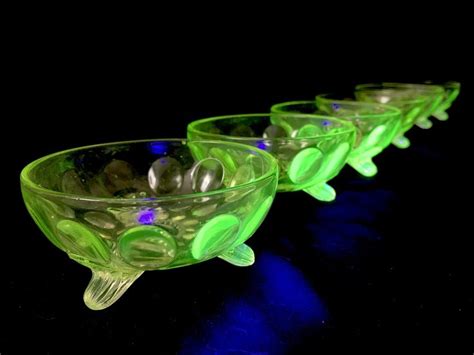 Sale 6 Rare Vaseline Glass Inverted Thumbprint Berry Bowls W Etsy Vaseline Glass Berry