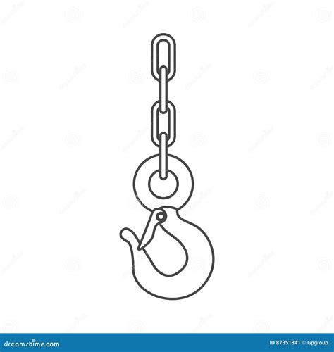 Sketch Silhouette Metal Hook With Chain Stock Illustration