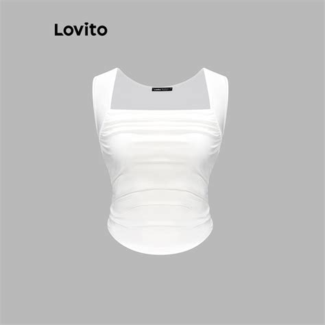 Lovito Casual Camiseta Feminina Lisa O Frontal Lne Branca