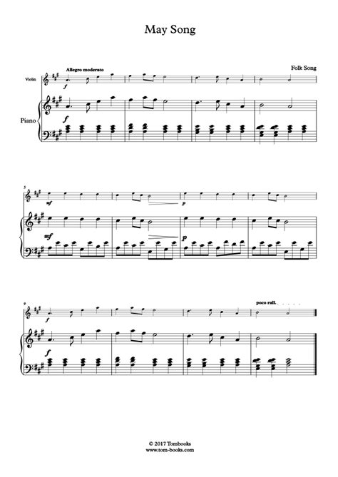 May Song (Traditional) - Piano Sheet Music