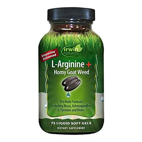 Irwin Naturals L Arginine Horny Goat Weed 75 Ct Liquid Soft Gel In