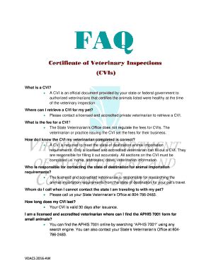 Fillable Online Vdacs Virginia Certificate Of Veterinary Inspections