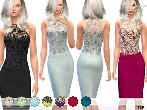 The Sims Resource Lace Bodice Bodycon Dress