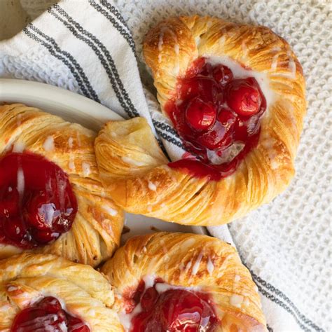 Homemade Cherry Danish Buttery Flaky Pastry With A Syrupy Fruit Filling