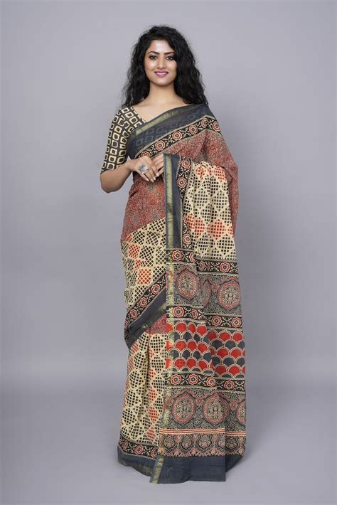 Printed Kota Doria Silk Saree M With Blouse Piece Hand Made At