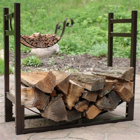 Sunnydaze Log Rack And Kindling Holder 30 Steel With Bronze Finish