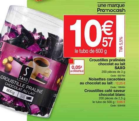 Promo Croustilles Pralin Es Chocolat Au Lait Saxo Noisettes Cacaot Es