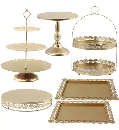 Juego De Soportes Dorados Para Tartas Pedestal Para Cupca Meses