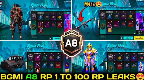 BGMI A8 ROYAL PASS 1 TO 100 RP REWARDS A8 ROYAL PASS LEAKS PUBG