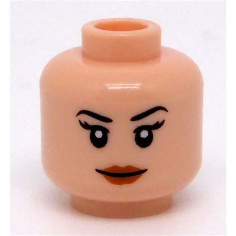 Lego Light Flesh Female Head Smile Or Red Eyes Recessed Solid Stud