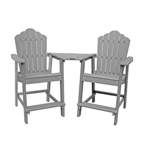 Mondawe Gray HIPS Polywood Patio Bar Height Adirondack Chair Accent