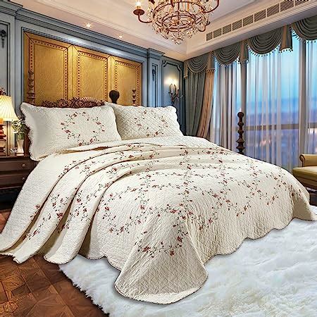 Amazon Vctops Piece Elegant Floral Embroidered Bedspread