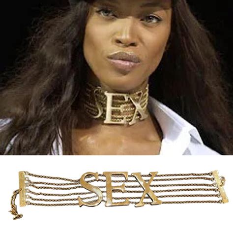 Dolce And Gabbana 2003 Runway Vintage Sex Necklace Gold Chain Choker