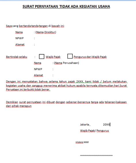 Contoh Surat Pernyataan Bahwa Perusahaan Tidak Beroperasi Contoh Terbaru