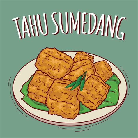 tahu sumedang ilustración comida indonesia con estilo de dibujos