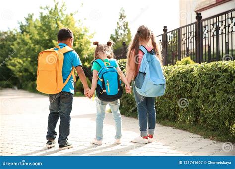 Cute Little Children With Backpacks Stock Image Image Of Children