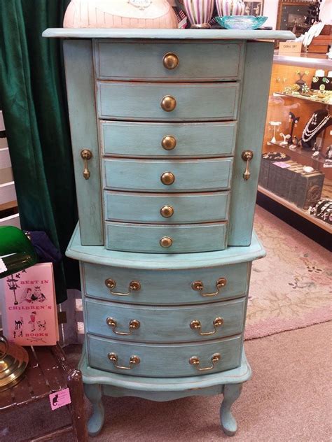 Very Lovely Very Large Free Standing Jewelry Armoire Done In Our