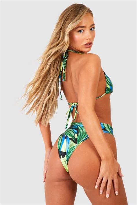 Swimwear Tropical Triangle High Waisted Bikini Set Boohoo