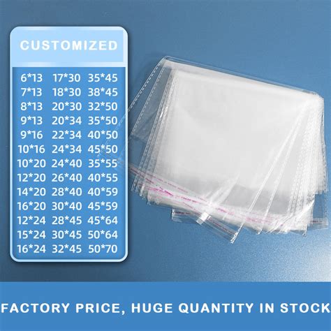 Custom Cheap Clear Opp Pe Cpp Bopp Pp Plastic Bag Transparent Self