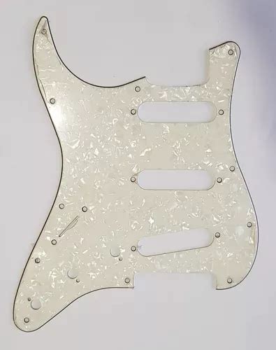 Pickguard Stratocaster Sss Blanco Nacarado Zurdo Guitarra Mercadolibre