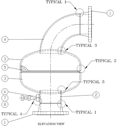 Elevation View Of Oil Gas And Water Test Separator In Detail Autocad