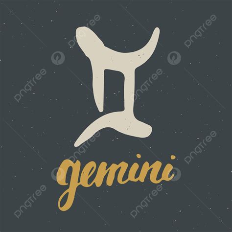 Hand Drawn Gemini Zodiac Sign With Typography Print Vector Set Hand