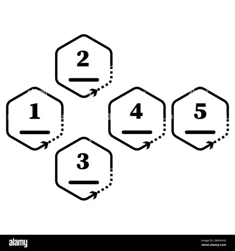 Numbered Hexagon Sequence Workflow Directional Arrows Process