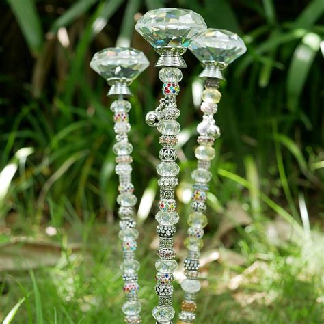 Diamond Random Color Beaded Fairy Garden Stake Handmade Garden Art