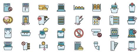 Repair Dishwasher Icons Set Color Line Vector Art At Vecteezy