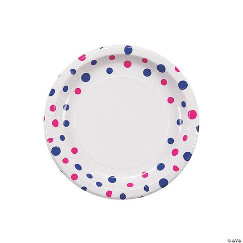 Pink Blue Polka Dot Round Paper Dessert Plates Ct Oriental Trading