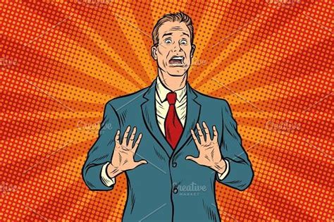 Scared Male Businessman Retro Vector Illustration Pop Art Retro Vector