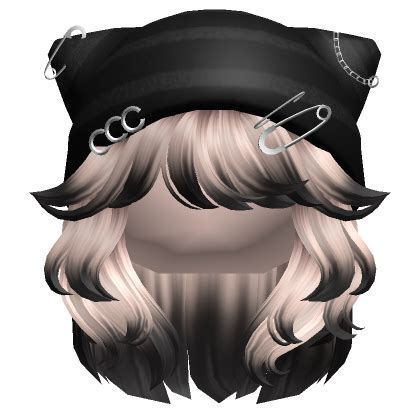 Y K Wolfcut Hair W Cat Beanie Blonde Black Roblox