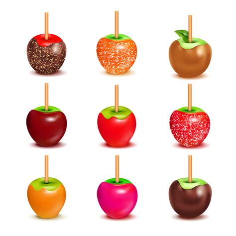 Caramel Apple Assortment Set Vector Free Download