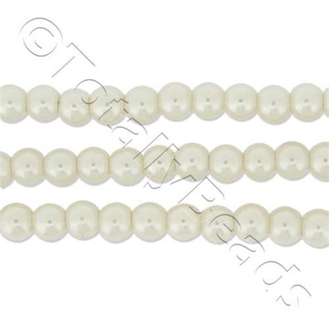 Glass Pearl Round Beads 4mm Off White Craft Hobby And Jewellery Supplies Totally Beads