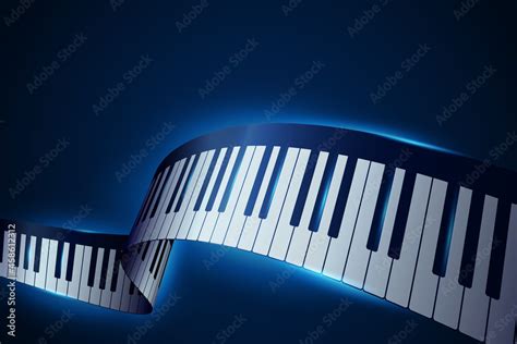 Realistic Piano Keys In Isometric Style Abstract Blue Musical