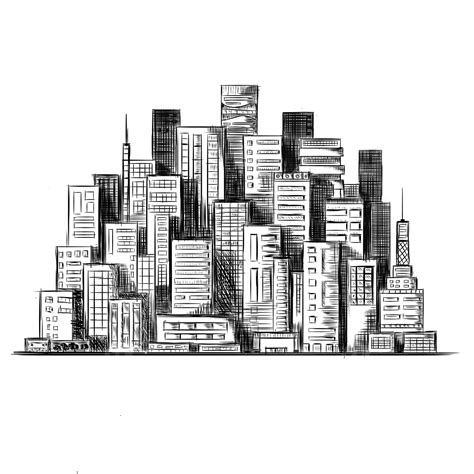 City Skylines White Transparent, Cityscape City Skyline Sketch Building ...