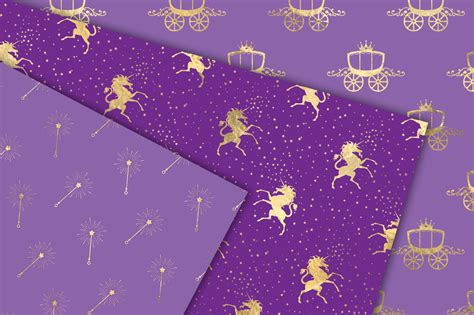 Purple And Gold Princess Digital Paper By Digital Curio TheHungryJPEG