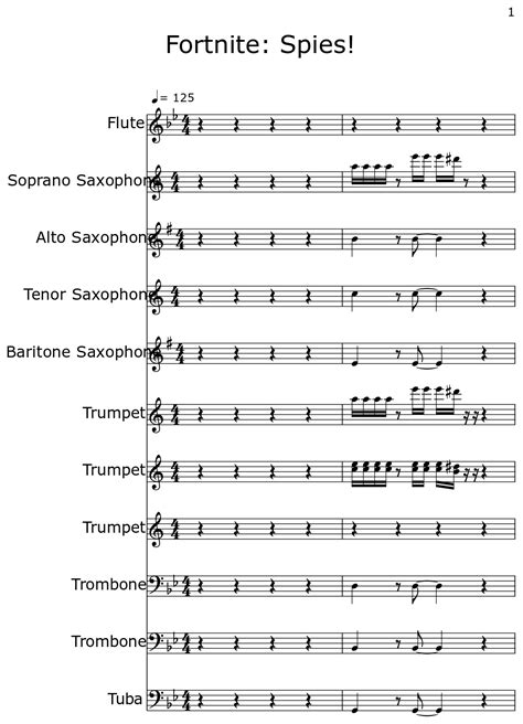 Fortnite Spies Sheet Music For Flute Soprano Saxophone Alto