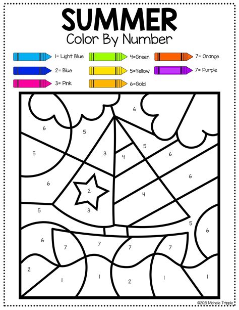 Summer Color By Number Printable