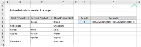 Return Last Column Number In A Range Excel And Vba Exceldome