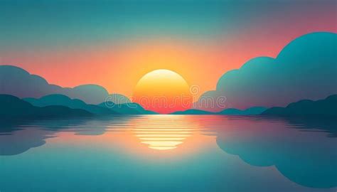 Minimalistic Sunset Artwork Illustration Digital Painting Abstract